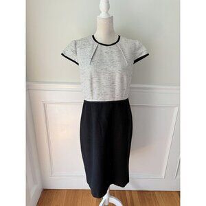 Hobbs London Lara Dress Gray Black Tweed Colorblock Sheath 12